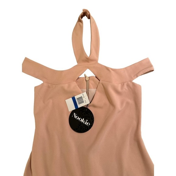 Nookie Hollywood Halter Off the Shoulder Midi Dress in Blush Size XL NWT - Picture 7 of 8